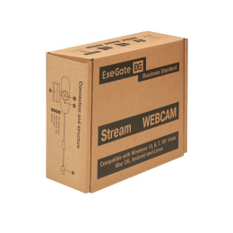 Веб-камера широкоугольная ExeGate Stream C940 Wide 2K AF T-Tripod (4Мп, 2560x1440, 30fps, H.264, автоматический фокус, защитная шторка, штатив Tripod Tele Ball в комплекте, широкоугольный 4-линзовый (стекло) объектив 89°, EX294582RUS