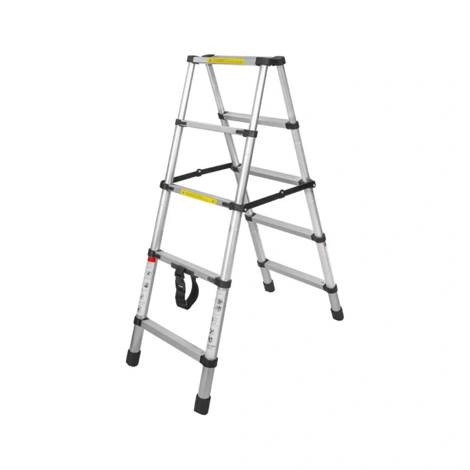 Телескопическая алюминиевая двухсекционная лестница-стремянка Forsage 1.4+1.4 м, 5+5 ступеней F-UP140-2