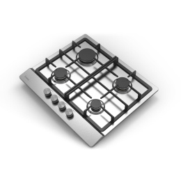 Газовая варочная панель EVELUX, Hi-Tech, 60 см, 4 конфорки, чугунные решетки, газ-контроль, электроподжиг, механическое управление, цвет нержавеющая сталь