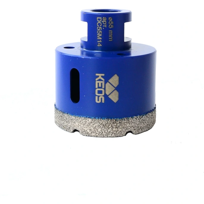 Коронка алмазная по керамограниту для УШМ PRO 55 мм, M14 KEOS DC55M14