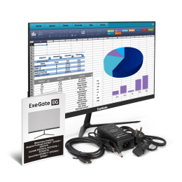 Монитор 21.5" 100 Гц ExeGate SmartView EP2200A IPS LED Grade A+, FHD, 1920x1080@100Гц, 16:9, 250cd/m2, 1000:1, 178°/178°, 5ms, D-Sub, HDMI, audio-out, Flicker-free, Low Blue Light, кабель HDMI 1.5м, VESA, регулировка наклона tilt, EX300460RUS