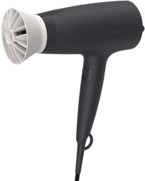 Фен Philips, мощность 1600 Вт, 3 скорости, холодный вохдух, 2 насадки, диффузор, цвет черный