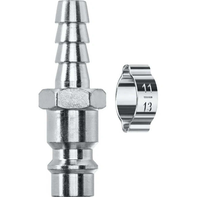 Переходник KRAFTOOL штуцер "елочка" 8 мм - рапид штуцер, с хомутом 06597-08