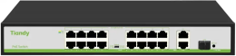 Коммутатор Tiandy TC-P3S019 Spec:H/1621/AT/180 неуправляемый, 19 портов 16 РоЕ RJ-45 х100Мбит/с + 2 Uplink RJ-45 х1Гбит/с + 1 Uplink SFP х1Гбит/с , РоЕ бюджет 180Вт, питание AC 100-240В