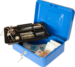 Ящик для денег Silwerhof 90x250x180 синий сталь 1.17кг