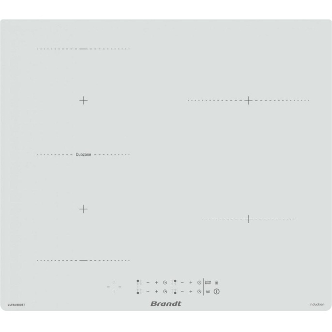 Варочная поверхность Brandt, индукционная, 4 варочных зоны, 14 уровней мощности, индикация остаточного тепла, таймер, Ultraboost, цвет белый BPI364DPW