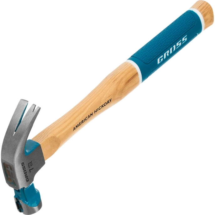 Молоток-гвоздодер GROSS American hickory 200г, угол 45, магнит, обрезиненная рукоятка 10414