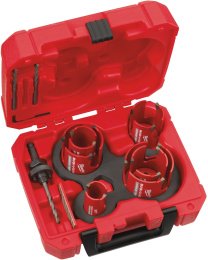 Набор коронок Milwaukee Big Hawg 10шт 4932464939 центрирующее сверло, рабочий диаметр: 35, 44, 51, 57, 68, 76 мм, обрабатываемый материал: дерево, кирпич, пластик, шлакоблок, керамзит блоки , хвостовик: шестигранный