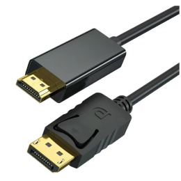 Bion Кабель DisplayPort - HDMI, 20M/19M, однонаправленный конвертор сигнала с DisplayPort в HDMI, экран, 2м, черный [BXP-CC-DP-HDMI-020]