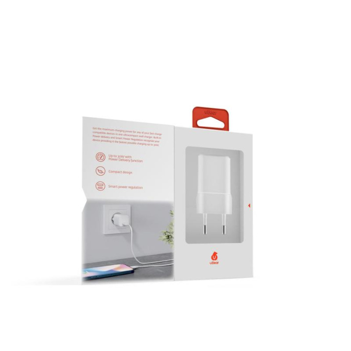 Сетевое зар./устр. uBear WC04WHPD30-C 30W 3A PD+QC USB-C универсальное белый