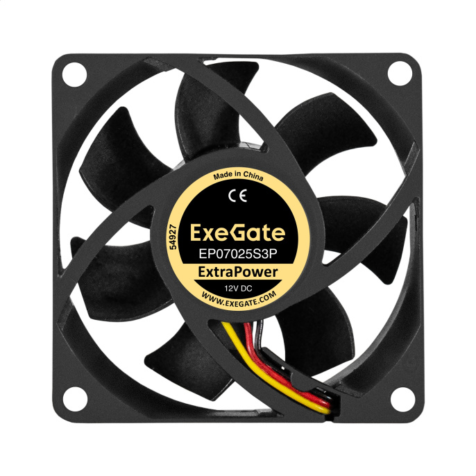 Вентилятор 12В DC ExeGate ExtraPower EP07025S3P (70x70x25 мм, Sleeve bearing (подшипник скольжения), 3pin, 4800RPM, 46dBA) EX297182RUS