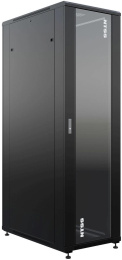 Шкаф серверный NTSS Премиум NTSS-R42U80100GS-BL напольный 42U 800x1000мм пер.дв.стекл металл 900кг черный 910мм 160кг 1987мм IP20 сталь