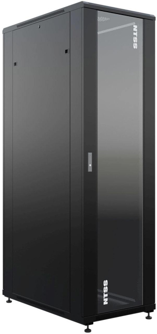 Шкаф серверный NTSS Премиум NTSS-R42U80100GS-BL напольный 42U 800x1000мм пер.дв.стекл металл 900кг черный 910мм 160кг 1987мм IP20 сталь
