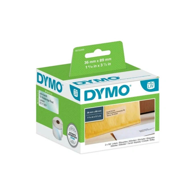 Адресные этикетки Dymo S0722410 36x89 мм, 260 штук в рулоне, прозрачные, пластиковые DYMO99013