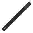 Блок розеток с кабелем с евровилкой ExeGate ServerPro PDU-19H013 Al-6C19-EU3CU (19", 1U, Алюминий, 6*IEC 320 C19, Евровилка EU/Тип F(Schuko) VDE-250V-16A-3*1.5mm2, медь, 3 метра, индикатор питания, черный, RTL) EX280871RUS