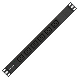 Блок розеток с кабелем с евровилкой ExeGate ServerPro PDU-19H013 Al-6C19-EU3CU (19", 1U, Алюминий, 6*IEC 320 C19, Евровилка EU/Тип F(Schuko) VDE-250V-16A-3*1.5mm2, медь, 3 метра, индикатор питания, черный, RTL) EX280871RUS
