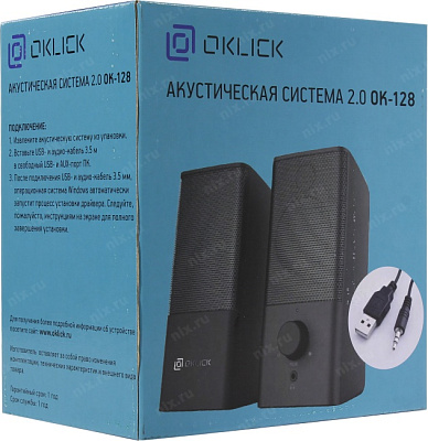 Колонки OKLICK OK-128 Black (2x3W питание от USB) 417560