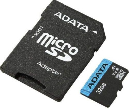 Карта памяти microSDHC UHS-I U1 A-Data Premier 32 ГБ, 85 МБ/с, 10X, Class 10, AUSDH32GUICL10A1-RA1,  1 шт., переходник SD