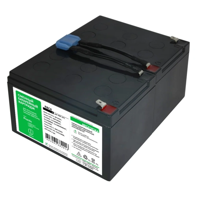 Сменный батарейный картридж МНОГОТОКА RBC6 серия Practic для ИБП APC: 24 В, 12 Ач, 7,68 кг RBC6 Practic
