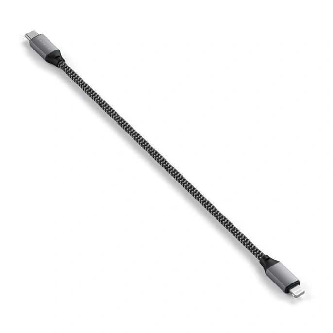 Кабель Satechi USB-C to Lightning MFI Cable. Длина кабеля: 25 см. Цвет: серый космос. (ST-TCL10M)