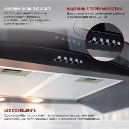 Вытяжка каминная MBS Ruta 190 Glass Black черный стекло управление: кнопочное 1 мотор