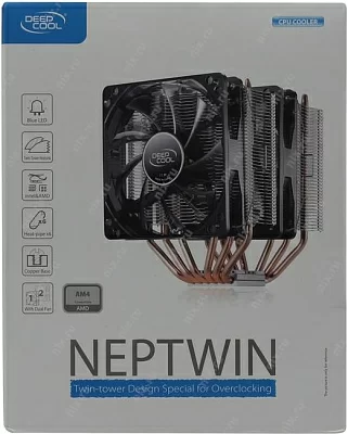 Охладитель Deepcool DP-MCH6-NT-NTAM4 NEPTWIN (4пин775/1155/1366/2011/AM2-FM2/AM417.8-30дБ1300-1500об/минAl+теп.тр)