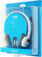 Гарнитура Logitech H150, для контактных центров, накладные, проводные, белый / черный [981-000453]