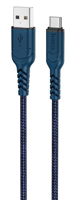 HOCO X59/ USB кабель Type-C/ 1m/ 2.4A/ Нейлон/ Blue
