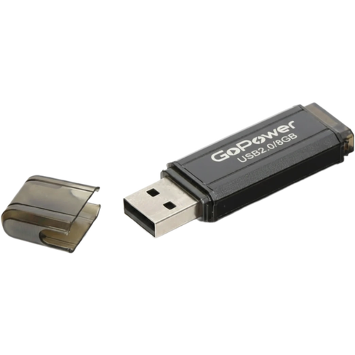 Флеш-накопитель GoPower HIT 8GB USB2.0 металл черный 00-00035947