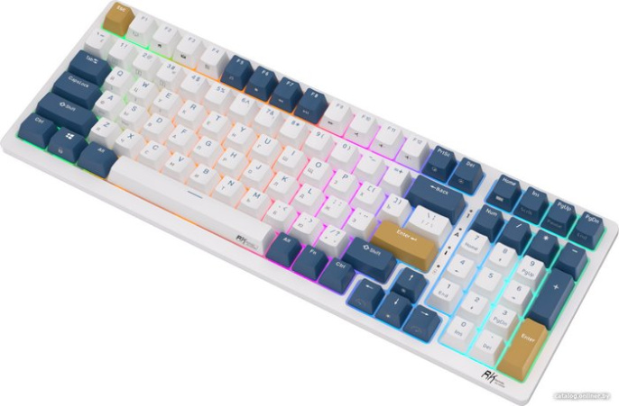 Клавиатура Royal Kludge RK98 (белый/голубой/коричневый, механическая, USB/2.4 GHz/Bluetoth, подсветка RGB, горячая замена клавиш Hot Swap, коричневые свичи)