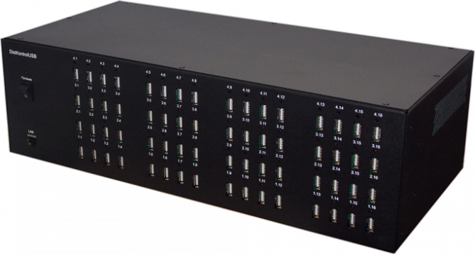 Управляемый USB over IP концентратор DistKontrolUSB-64 с 64 портами USB с 2 блоками питания, Ethernet 2 x 10/100/1000 Mb