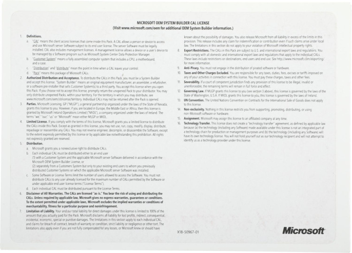 Комплект программного обеспечения Windows Server CAL 2022 English 1pk DSP OEI 5 Clt Device CAL