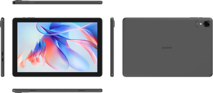 10.1" Планшет Digma K10 PLUS 4/64 GB T615 4G, 1280 x 800, Android 15, серый [da1c0p02]