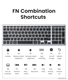 Клавиатура беспроводная UGREEN KU005 15956 2.4GHz Bluetooth5.0 Ultra Slim Wireless Keyboard. Цвет: серебристый