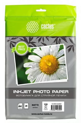 Cactus CS-MA412020ED (A4 20 листов 120 г/м2) бумага матовая