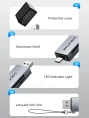 Кардридер CABLETIME CD40G (CT-ACSD3-AG) - USB 3.0, Type-C, адаптер SD/microSD, серый