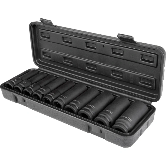 Набор ударных удлиненных головок 10-24 мм, 1/2", 10 шт. AV Steel AV-721410