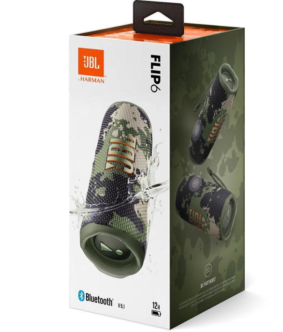 Колонка портативная JBL Flip 6, 30Вт, камуфляж [jblflip6squad]