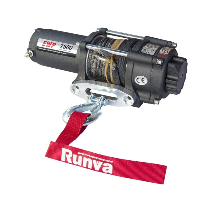 Электрическая лебёдка RUNVA 12V 2500A lbs 1140 кг синтетический трос EWP2500ASR