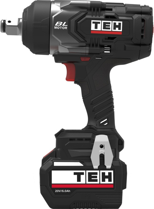 Гайковерт TEH LW1500N-1B (мах крутящий момент: 1500 нм, 3 режима работы, патрон: 3/4 дюйма с отверстием и фрикционным кольцом,комплектация: акб 6ач, зу, кейс)