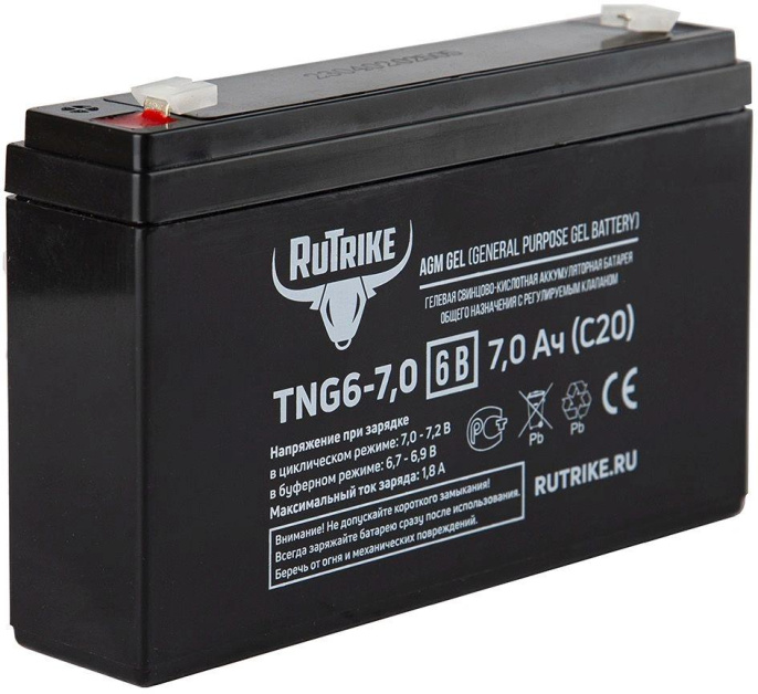 Аккумуляторная батарея RUTRIKE TNG6-7,0 для ИБП,  6В,  7Ач [23981]