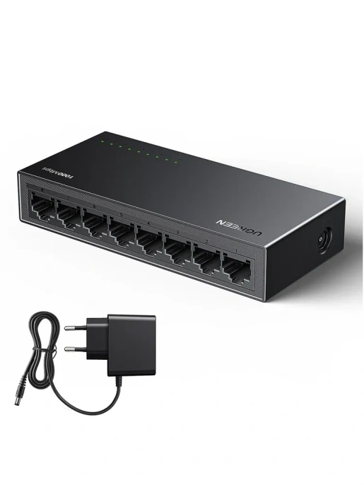 Коммутатор сетевой UGREEN CM834 (35499EU) 8-Port Gigabit Ethernet Switch PC+ABS Housing EU. Цвет: серый