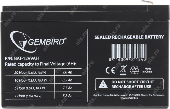 Аккумулятор для Источников Бесперебойного Питания Energenie BAT-12V9AH {08541}