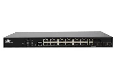 Uniview Коммутатор 24*1000Mbps ports (RJ45)+2*1000Mbps Fiber(SFP) ports+2G Combo portsStandards IEEE802.3, IEEE802.3u, IEEE802.3z,IEEE802.3ab, IEEE802.3xSwitching capacity 56GbpsForwarding performance