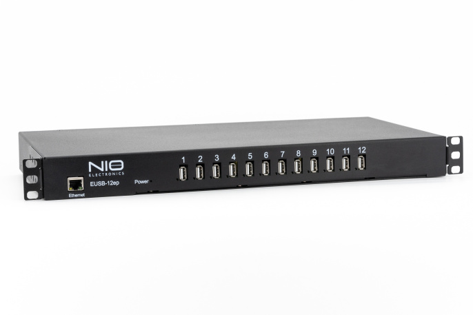 Сетевой концентратор USB NIO-EUSB 12ep USB/IP хаб на 12 портов с 1 блоком питания