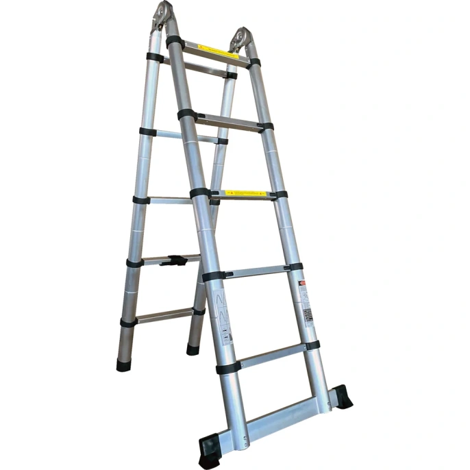 Двухсторонняя телескопическая лестница Алюмет с шарниром 2х5 ступеней. Серия DTLH 1.6
