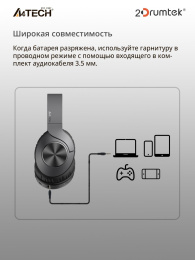 Наушники A4TECH 2Drumtek BH300, Bluetooth, мониторные, черный [bh300 ash grey]