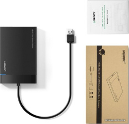 Бокс внешний для жесткого диска Ugreen US221 (30847) 2.5 Inch Hard Drive Box с кабелем USB 3.0. Длина кабеля: 30 см. Цвет: черный 30847_