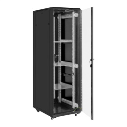 Шкаф телекоммуникационный 19" напольный 42U ExeGate EC-FS-42U.600.800.G.V.BLACK (19”, 42U, 600x800x2054mm (ШхГхВ), передняя дверь закаленное стекло, задняя перфорированная дверь, съемные боковые панели, пыле- и влагозащита IP20,  (EX300274RUS)