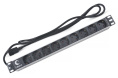 Cabeus PDU-9P-2IEC Блок распределения питания для 19" шкафов, горизонтальный, 9 розеток, 10 A, без выключателя, алюминиевый корпус, шнур 2 м, вилка IEC 320 C14